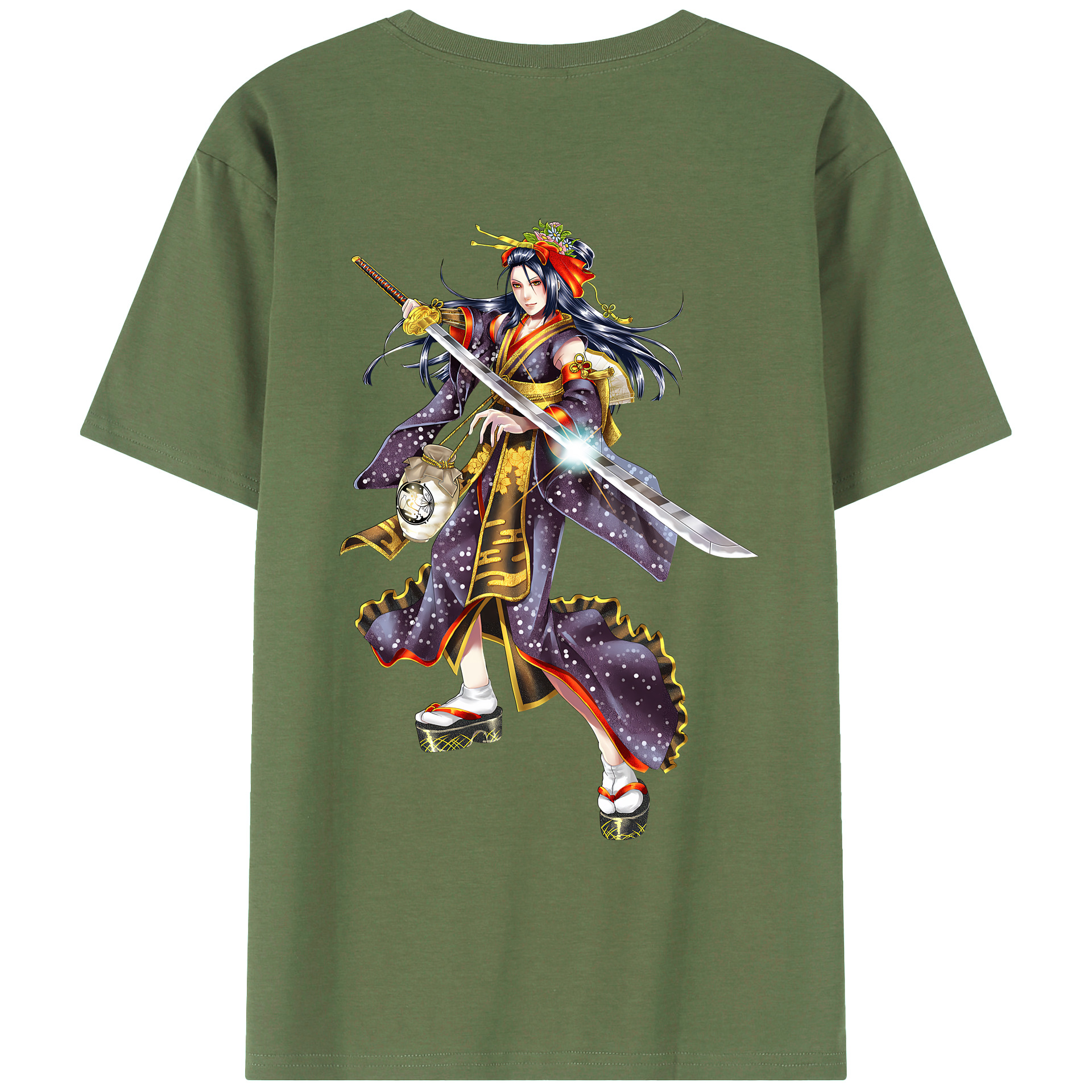 （画像用） 刀剣乱舞 Touken Ranbu 綿100％ メンズ半袖Tシャツ（バックプリント） 通気性